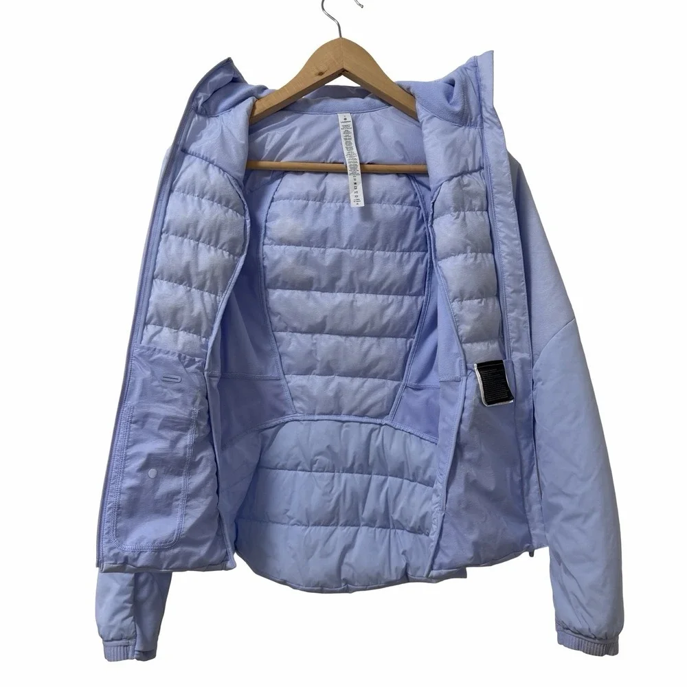 Lululemon Womens Down for It All Athletic Jacket Size 2 Blue Willow Packable Gym